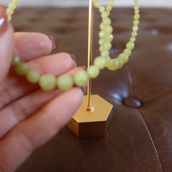 Chan Luu faceted light green jade (?) front facing hoops earrings 2" long drops - Picture 7 of 13